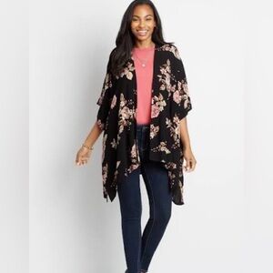 🌈 Maurices Black Floral Kimono Cardigan
